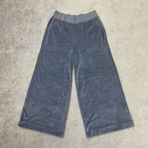 Michael Stars Womens Elastic Waist Wide Leg Velour Cropped Pants Gray Small NWOT - Picture 1 of 8